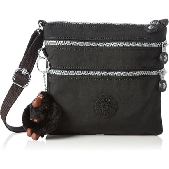 Kipling Keiko Women's Black Alvar S Douple Zip Pockets Cross-Body Bag - Picture 1 of 12